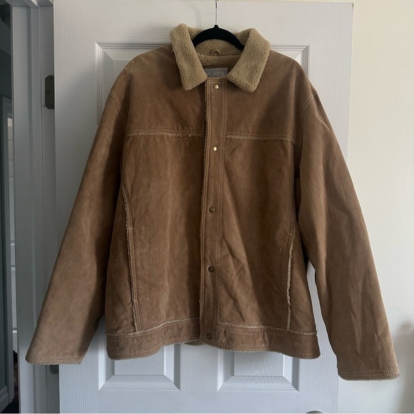 Size XL Wilsons Leather M.JULIAN Tan Suede Leather Sherpa Lined Jacket Coat - Picture 1 of 5